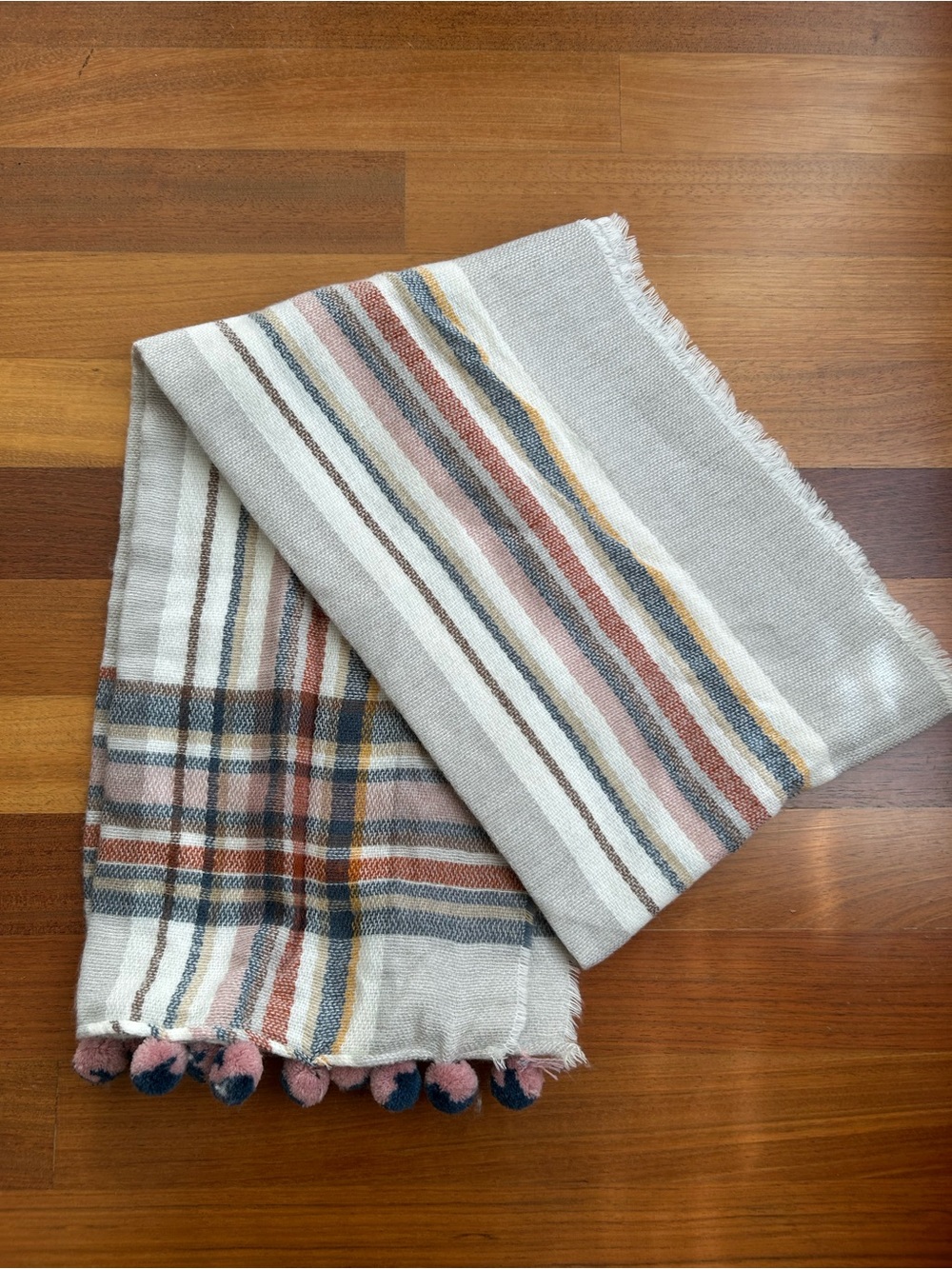 Plaid pom scarf